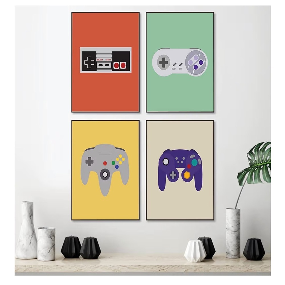 Retro Gaming Controller Wall Art Set